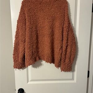 Listicle Women's Textured Sherpa Sweater in Rust Orange